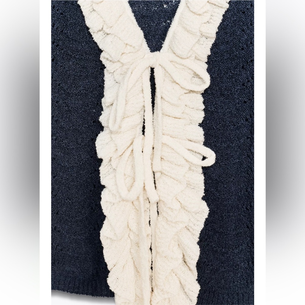 Zara Contrast Ruffle Top - Picture 6 of 9